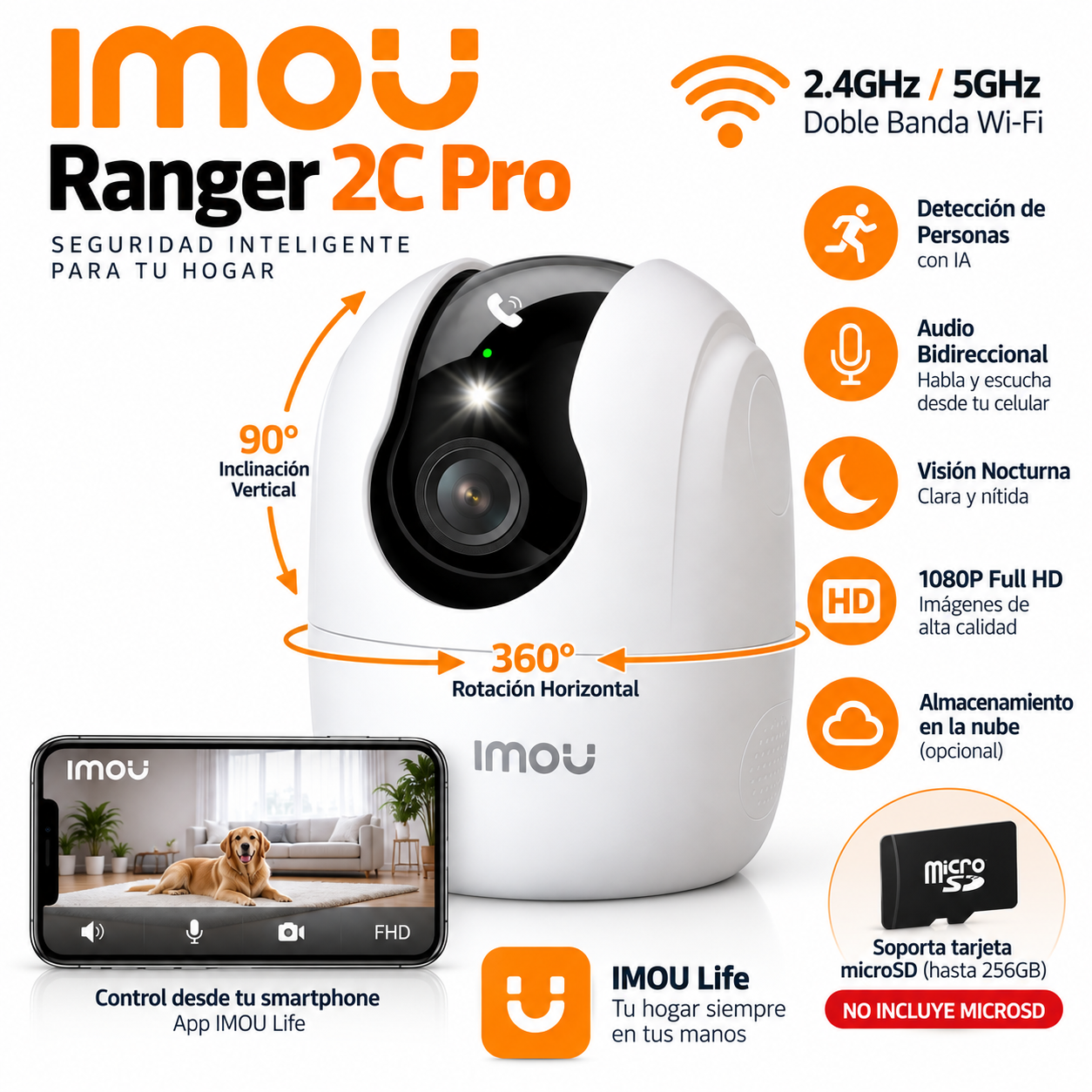 Cámara Wi-Fi IMOU Ranger 2 Pro 3MP 2K con Audio Bidireccional - Imagen 4