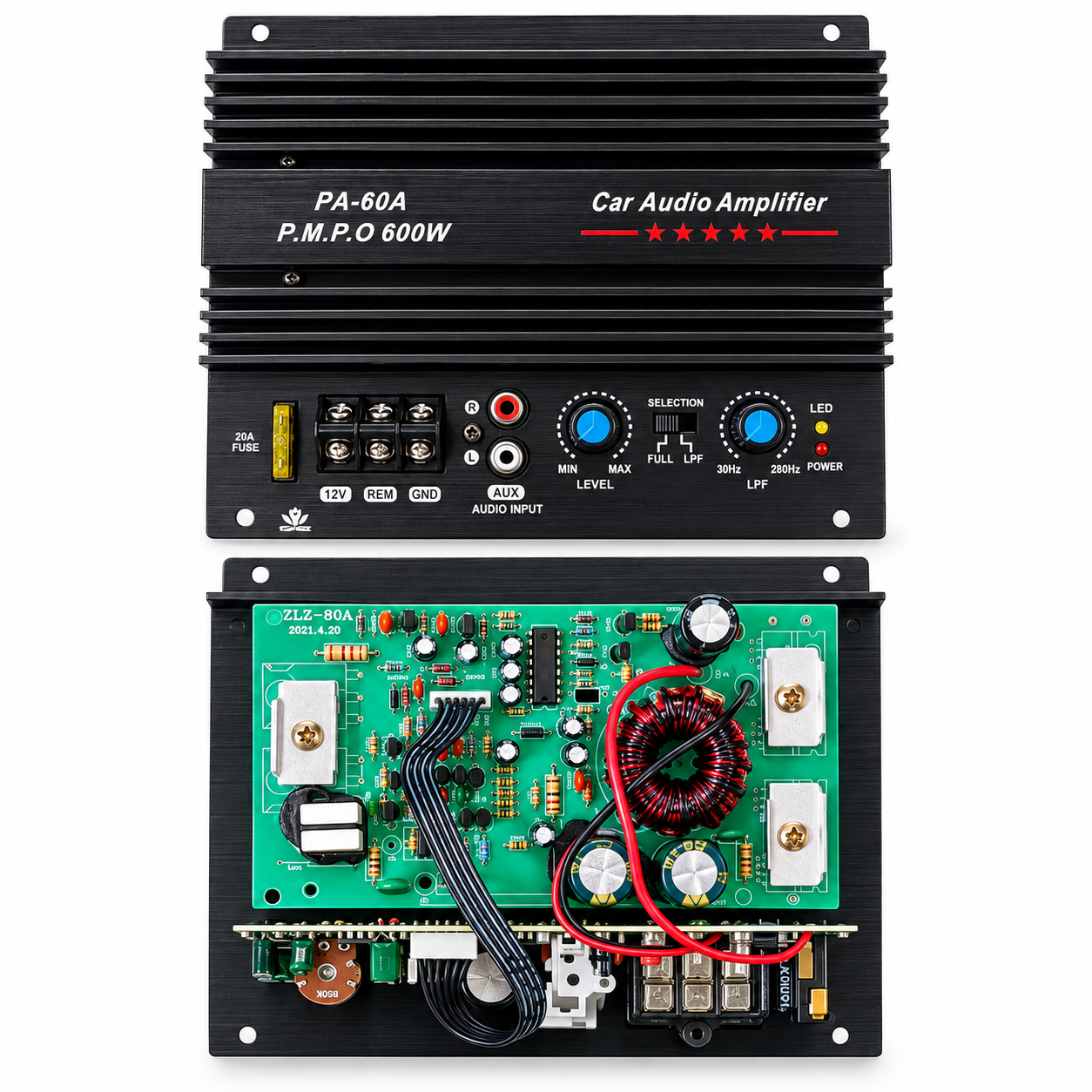 Amplificador para Bazuca / Subwoofer PA-60A 150W RMS -12vdc