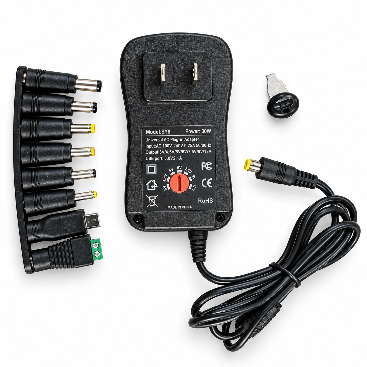 Cargador Universal 3V–12V de 30W