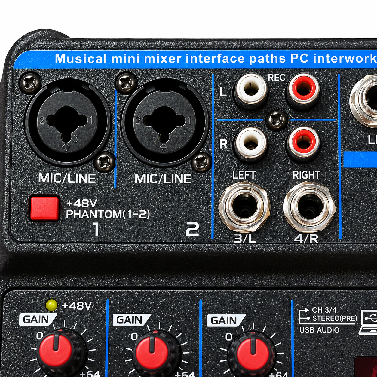 Mini Mezcladora de Audio 4 Canales USB + Bluetooth para PC y Amplificador - Imagen 4