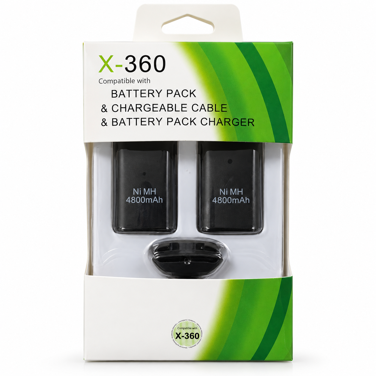 Kit de 2 Baterías Recargables 4800mAh + cargador para Controles Xbox 360