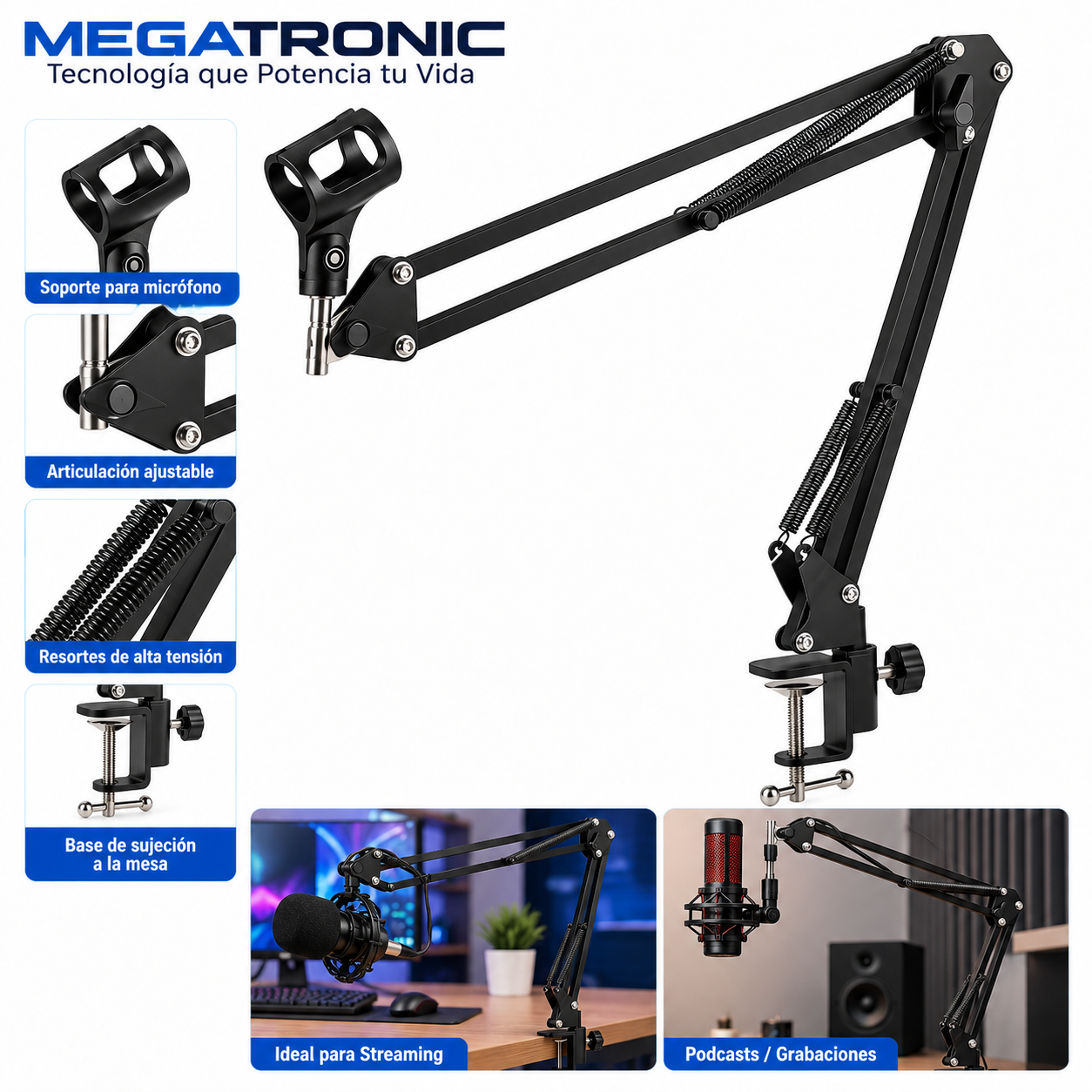 Soporte Brazo para Micrófono de 80cm Metálico - Imagen 2