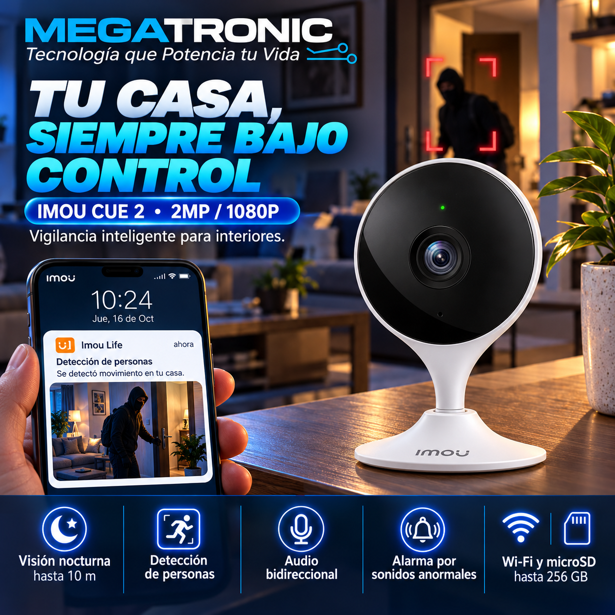 Cámara Wi-Fi Interior IMOU Cue 2 2MP Full HD con Audio Bidireccional - Imagen 2