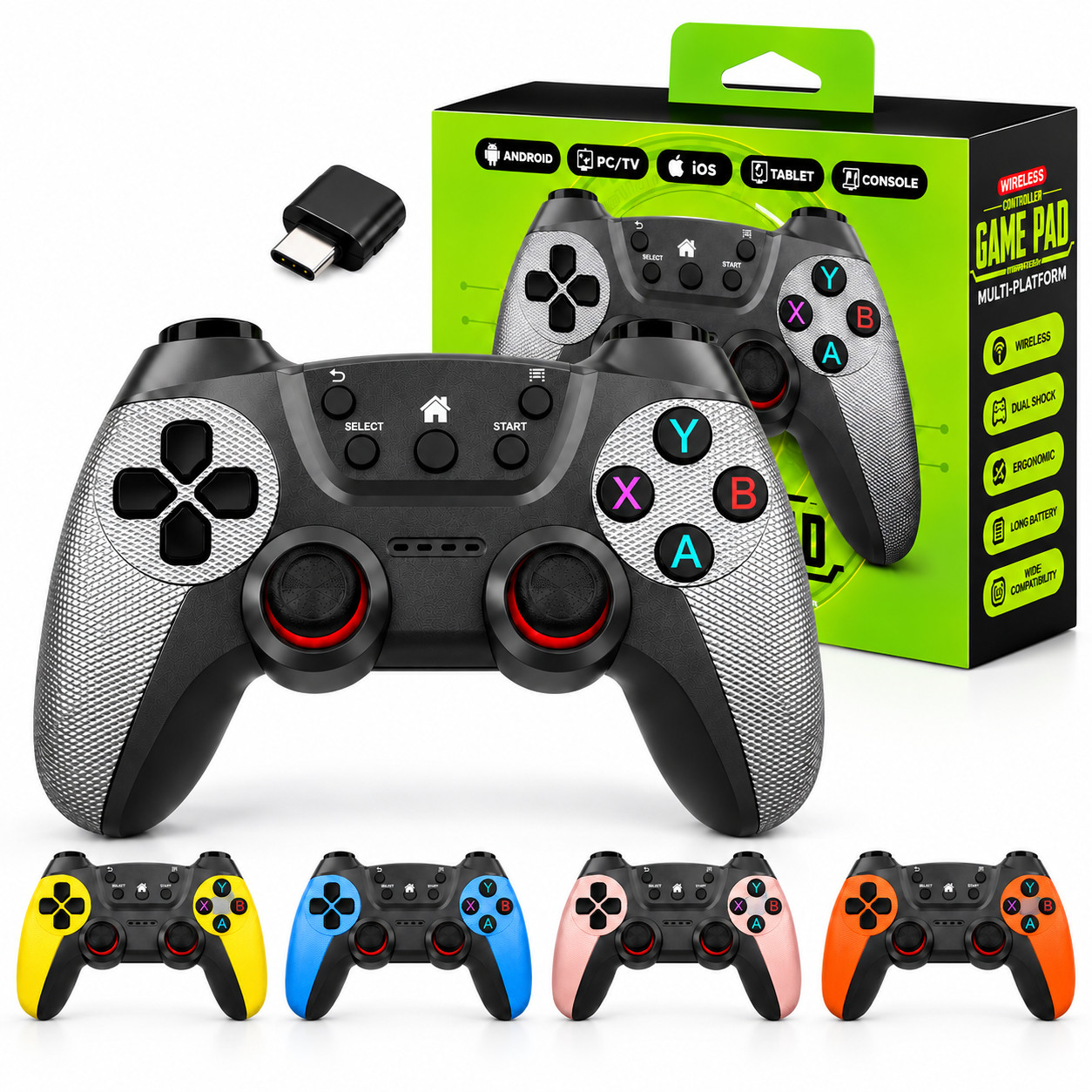 Control Inalámbrico 2.4GHz para PC, Android, Steam y PS3